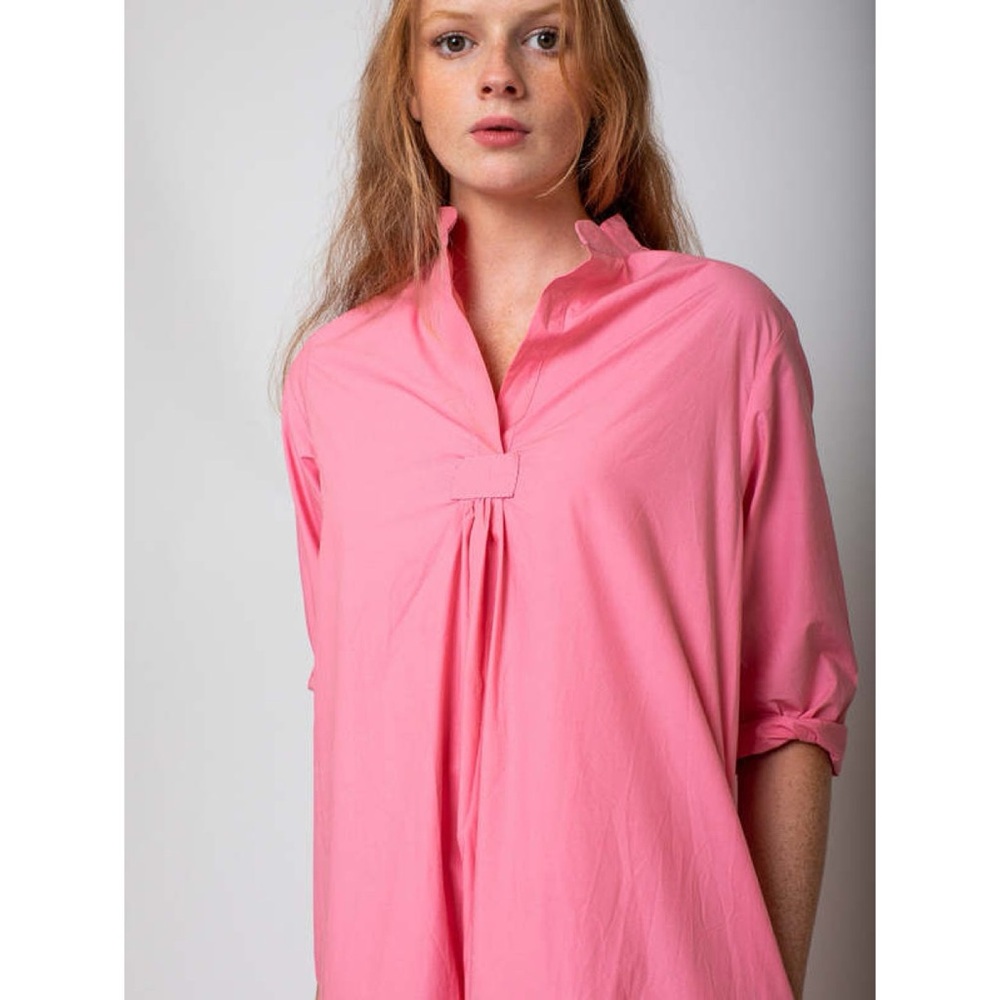 Sula Clothing Dewey Poplin Dress (Sz XS) Cotton A-Line Midi Tunic Sea Pink - Picture 3 of 16